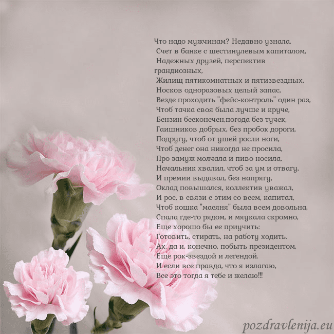 Открытка с розовыми гвоздиками Что надо мужчинам? Недавно узнала.
Счет в банке Открытка с розовыми гвоздиками