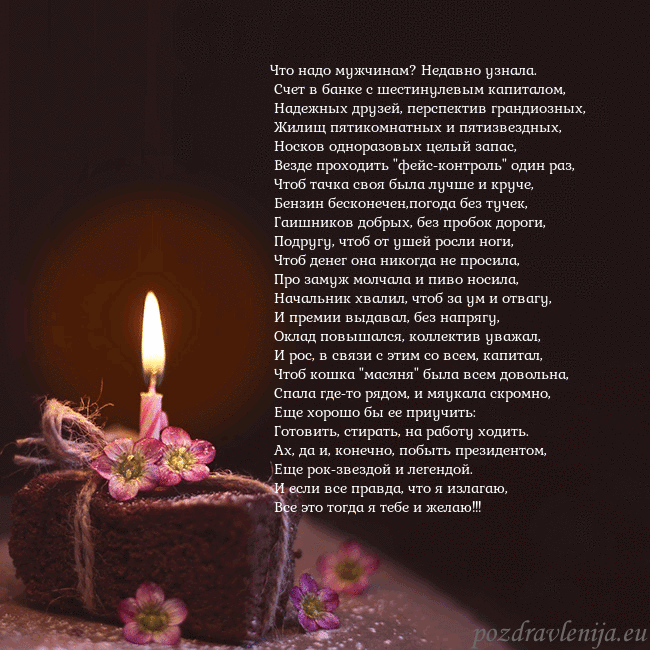 Анимированная открытка - торт с горящей свечкой