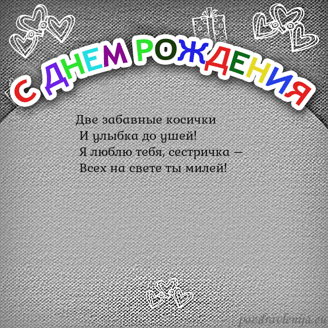 Открытка на день рождения с цветной надписью