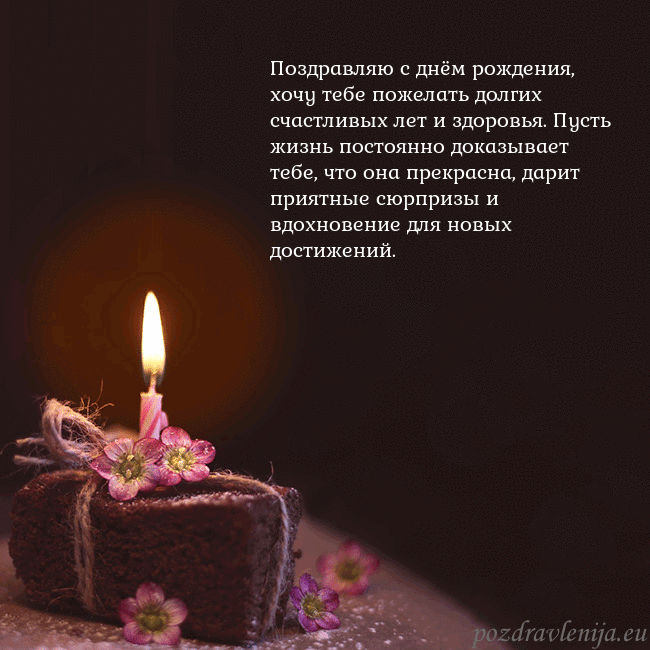 Анимированная открытка - торт с горящей свечкой