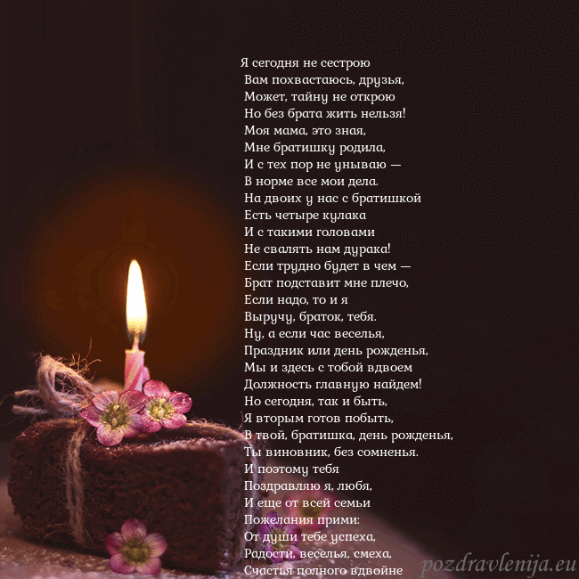 Анимированная открытка - торт с горящей свечкой