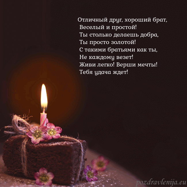 Анимированная открытка - торт с горящей свечкой