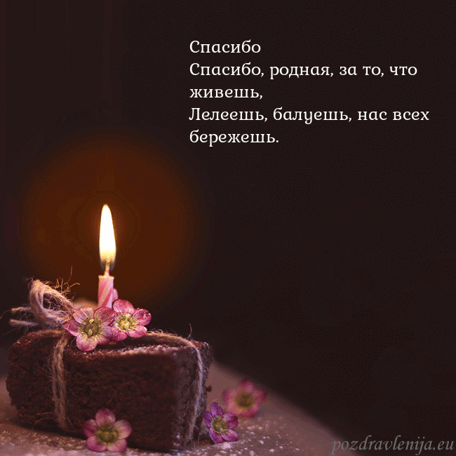 Анимированная открытка - торт с горящей свечкой