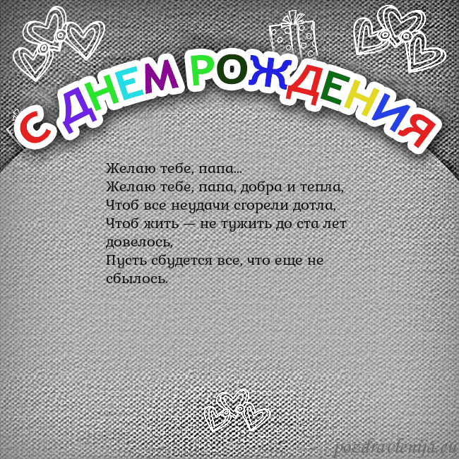 Открытка на день рождения с цветной надписью