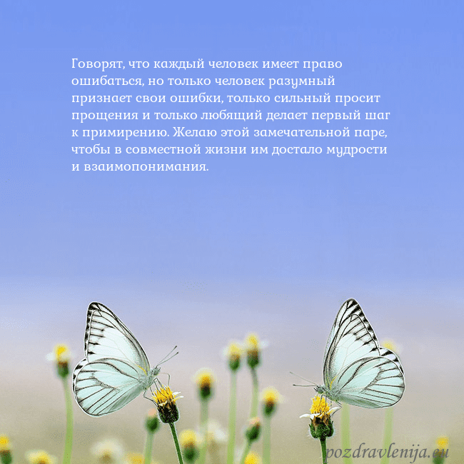 Свадебная открытка с двумя бабочками