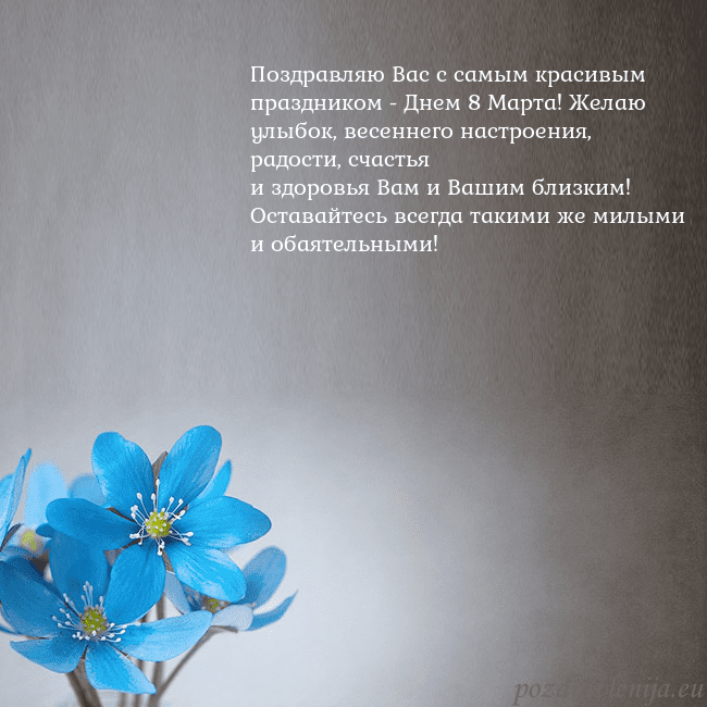 Открытка с фиалками Поздравляю Вас с самым красивым праздником - Днем Открытка с фиалками