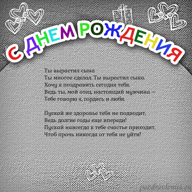 Открытка на день рождения с цветной надписью