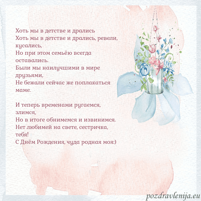 Акварельная открытка с цветами