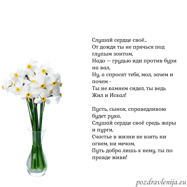 Открытка с нарциссами