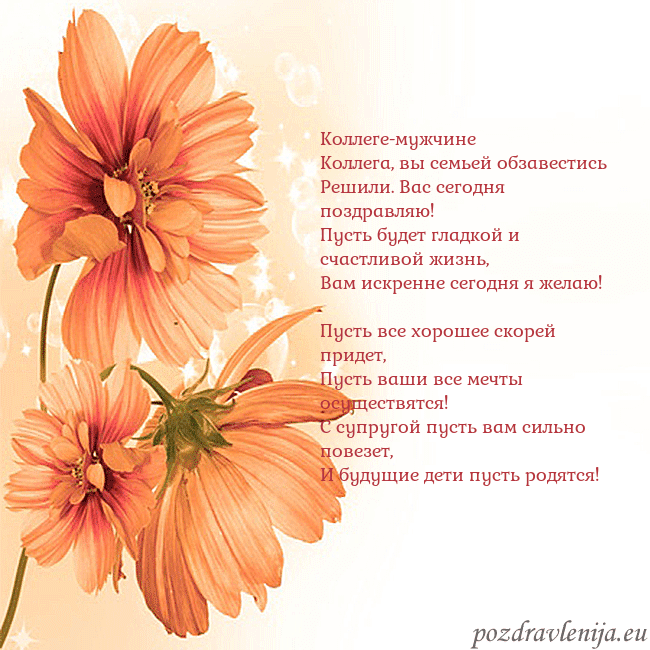 Открытка с оранжевыми цветами Коллеге-мужчине
Коллега, вы семьей обзавестись
Реш Открытка с оранжевыми цветами