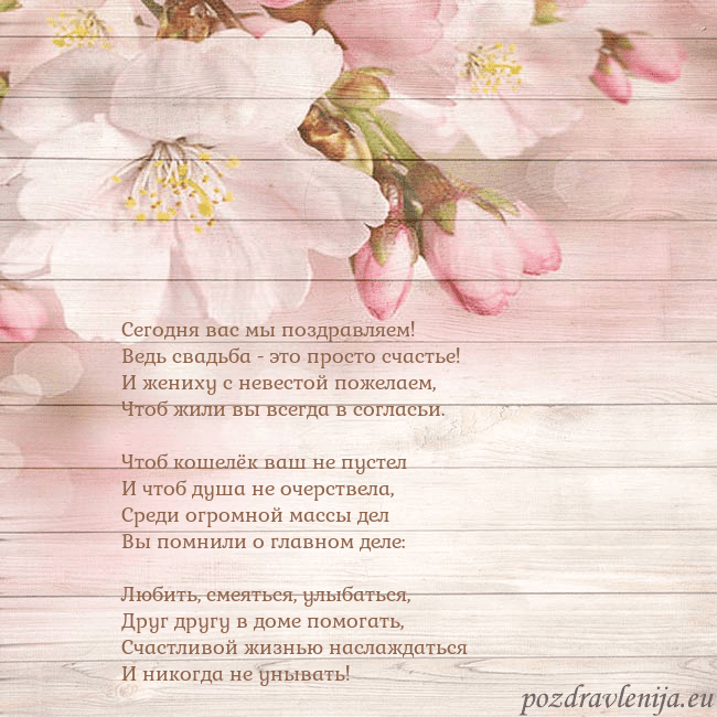 Открытка с цветами яблони Сегодня вас мы поздравляем!
Ведь свадьба - это про Открытка с цветами яблони