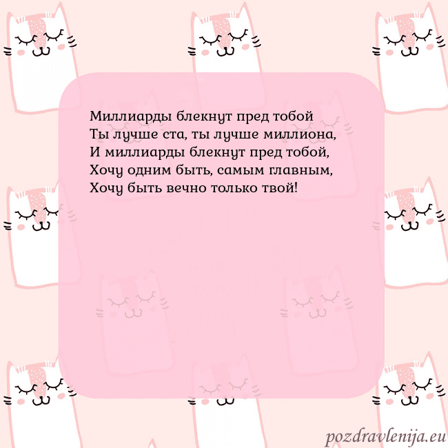 Розовая открытка с забавными кошками