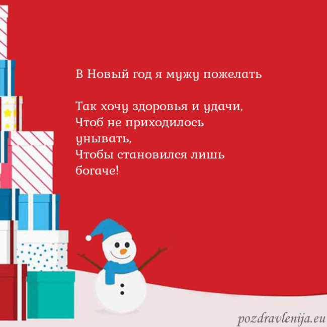 Новогодняя открытка с подарками и снеговиком