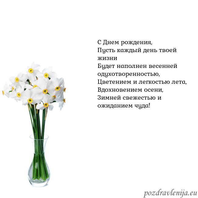 Открытка с нарциссами