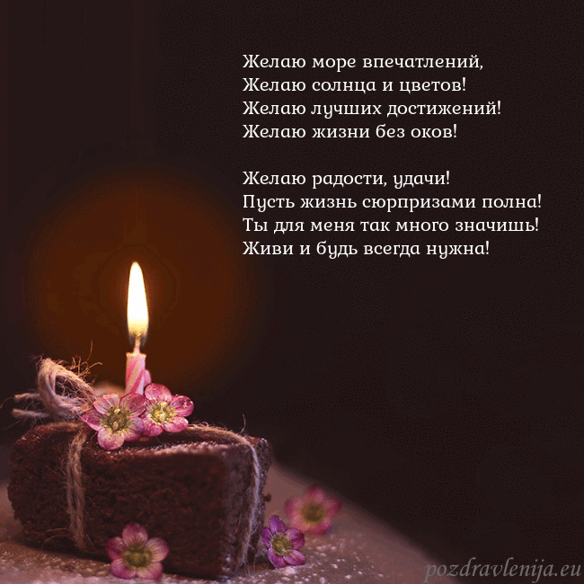 Анимированная открытка - торт с горящей свечкой