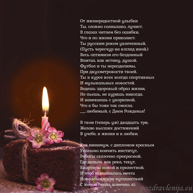 Анимированная открытка - торт с горящей свечкой