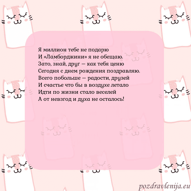 Розовая открытка с забавными кошками