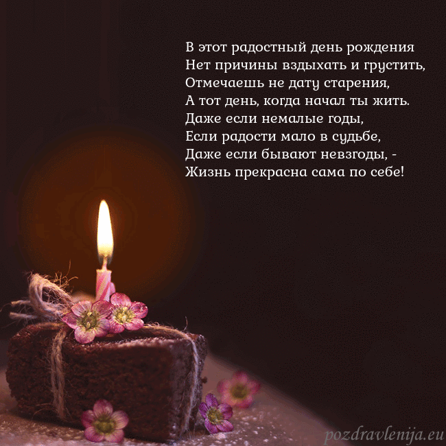 Анимированная открытка - торт с горящей свечкой