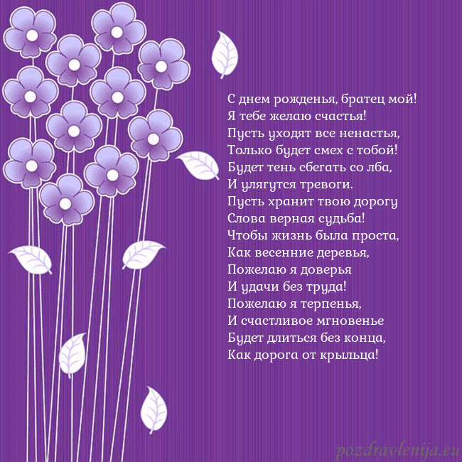 Открытка с фиолетовыми цветами