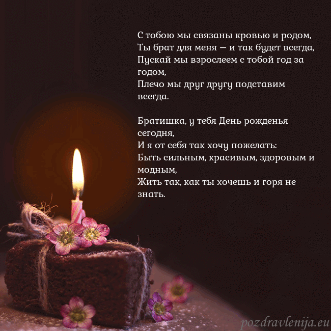 Анимированная открытка - торт с горящей свечкой