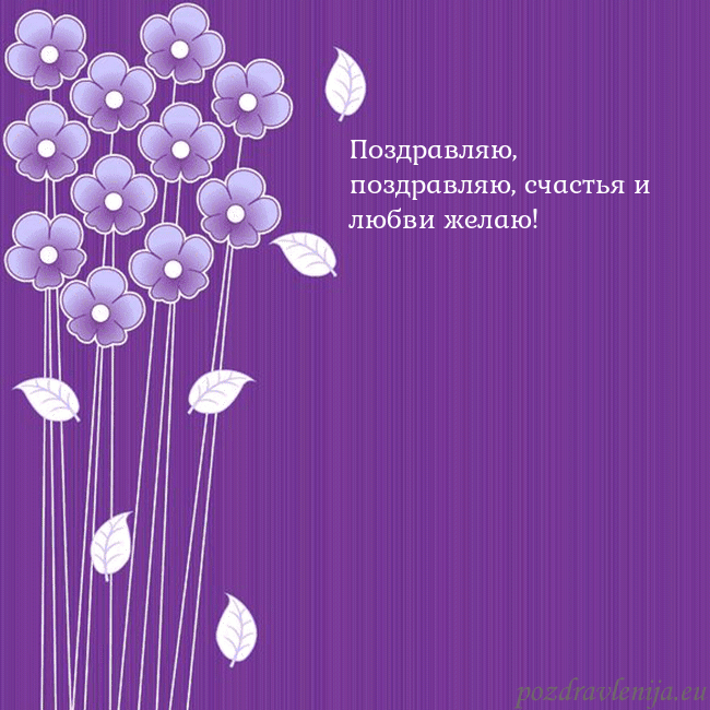 Открытка с фиолетовыми цветами