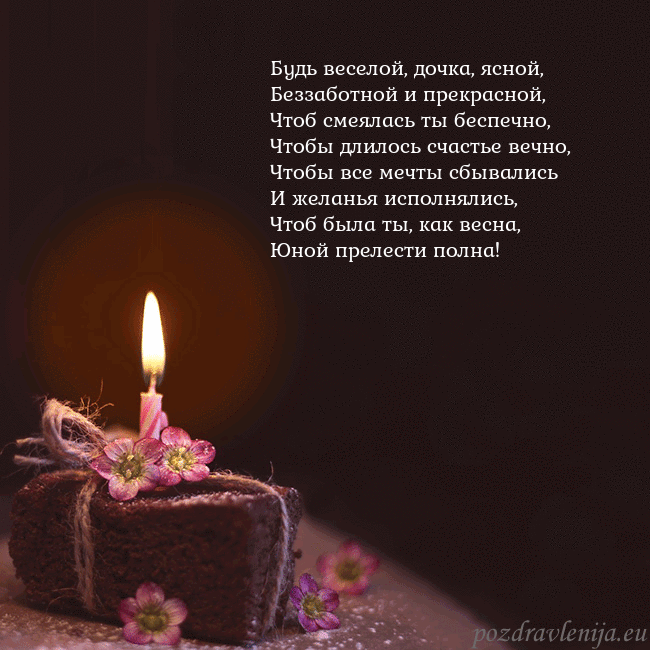 Анимированная открытка - торт с горящей свечкой