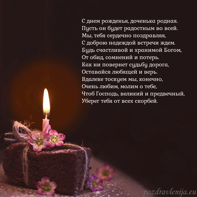 Анимированная открытка - торт с горящей свечкой