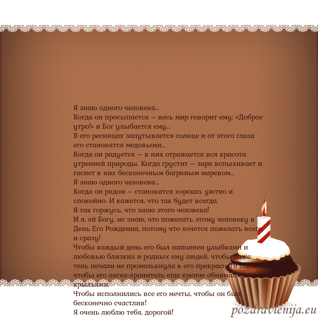 Открытка на день рождения с кексом и свечкой