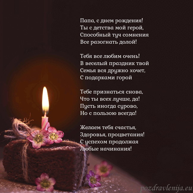 Анимированная открытка - торт с горящей свечкой