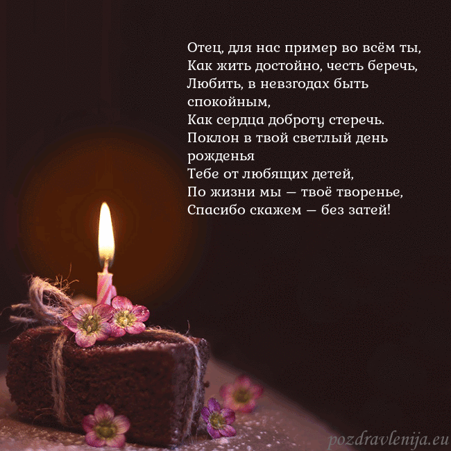 Анимированная открытка - торт с горящей свечкой