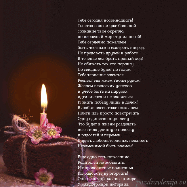 Анимированная открытка - торт с горящей свечкой