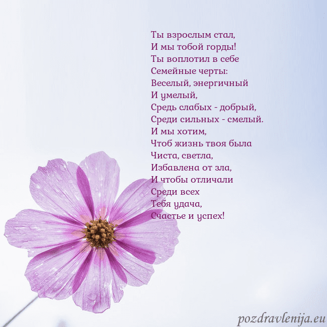 Электронная открытка с фиолетовым цветком