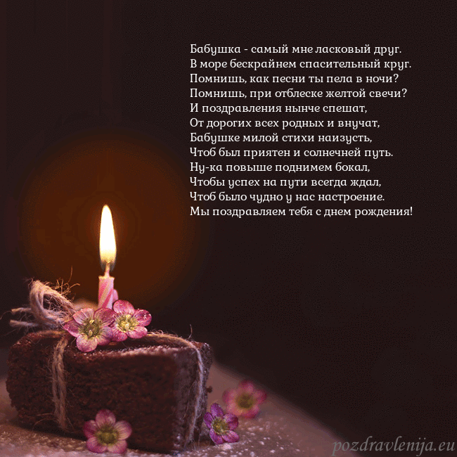 Анимированная открытка - торт с горящей свечкой