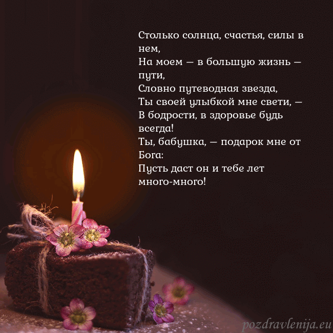 Анимированная открытка - торт с горящей свечкой