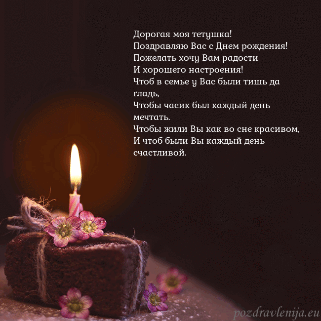 Анимированная открытка - торт с горящей свечкой