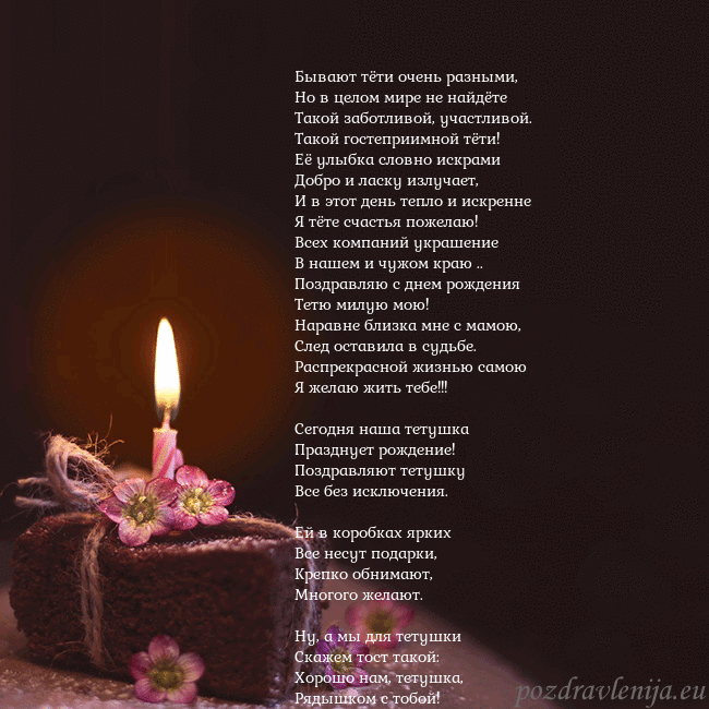 Анимированная открытка - торт с горящей свечкой