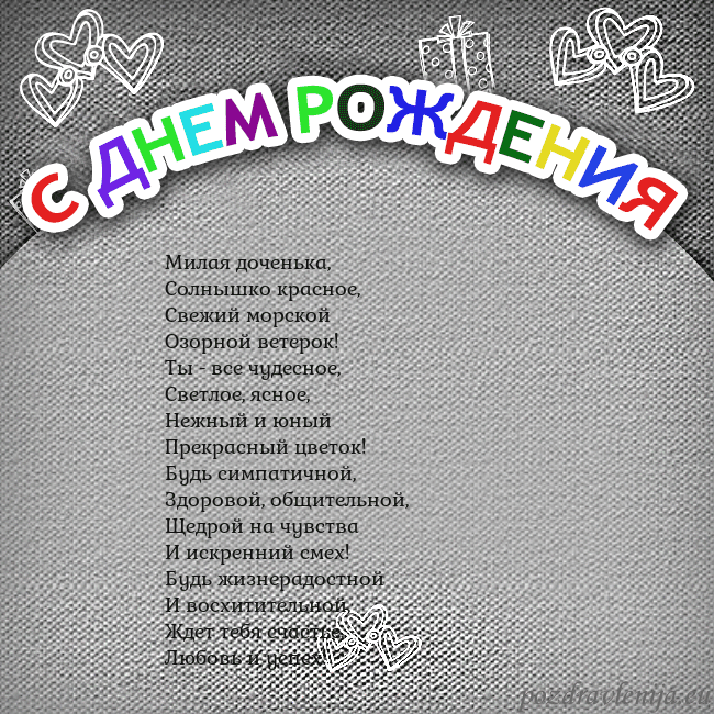 Открытка на день рождения с цветной надписью