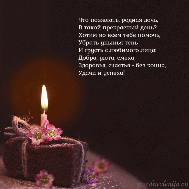 Анимированная открытка - торт с горящей свечкой