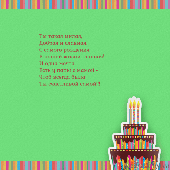 Открытка на день рождения с тортом и свечами