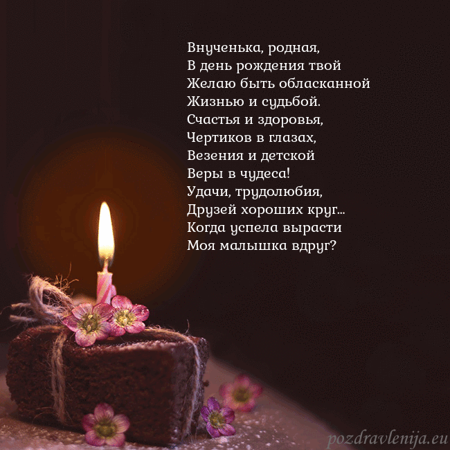 Анимированная открытка - торт с горящей свечкой