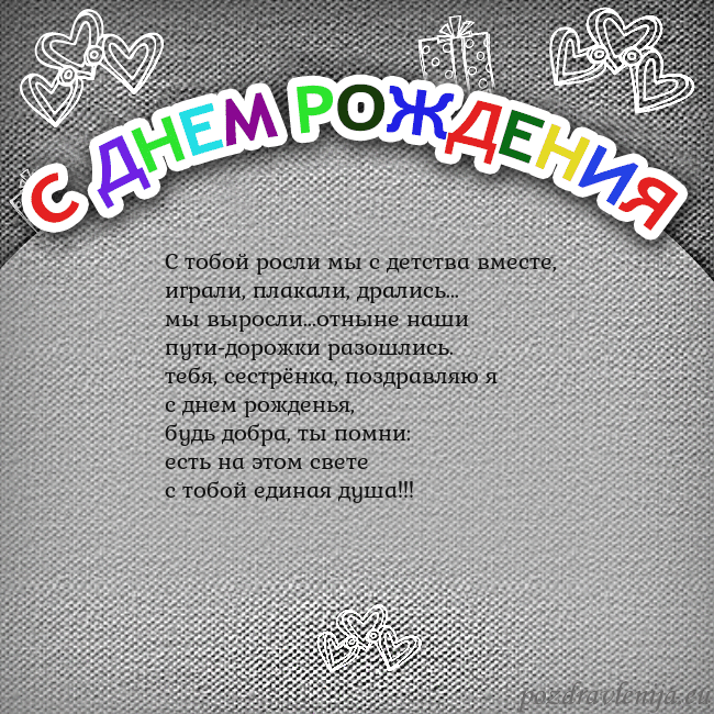 Открытка на день рождения с цветной надписью