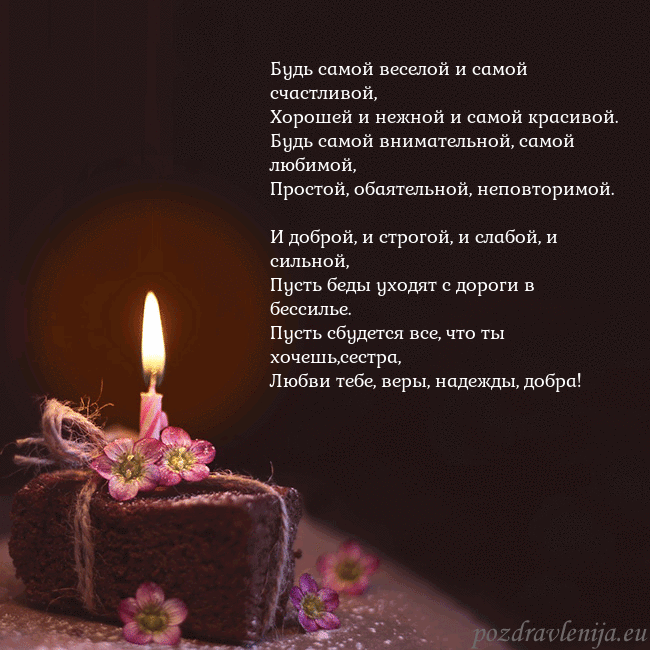 Анимированная открытка - торт с горящей свечкой