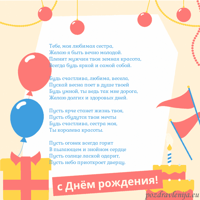 Анимированная открытка на день рождения с тортом