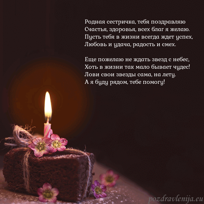 Анимированная открытка - торт с горящей свечкой