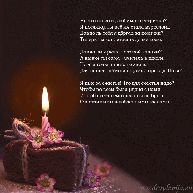 Анимированная открытка - торт с горящей свечкой