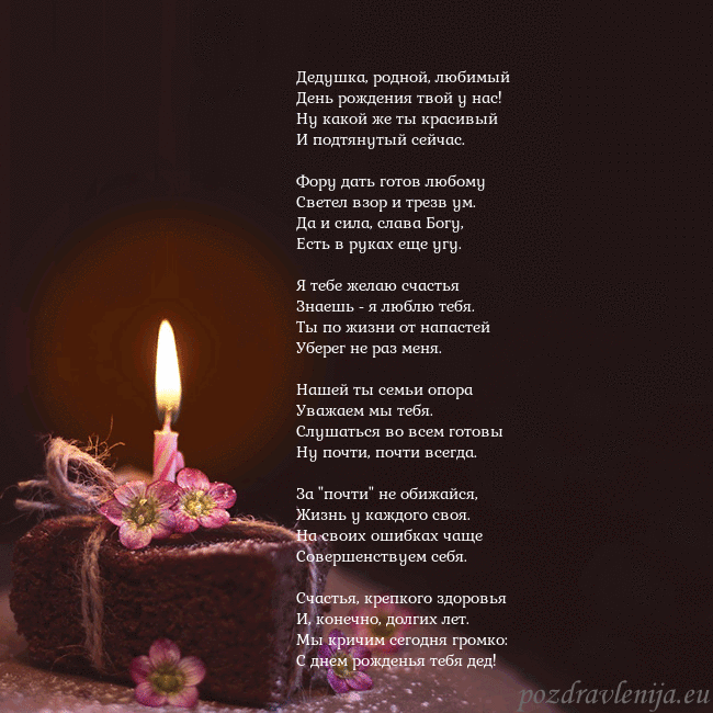 Анимированная открытка - торт с горящей свечкой