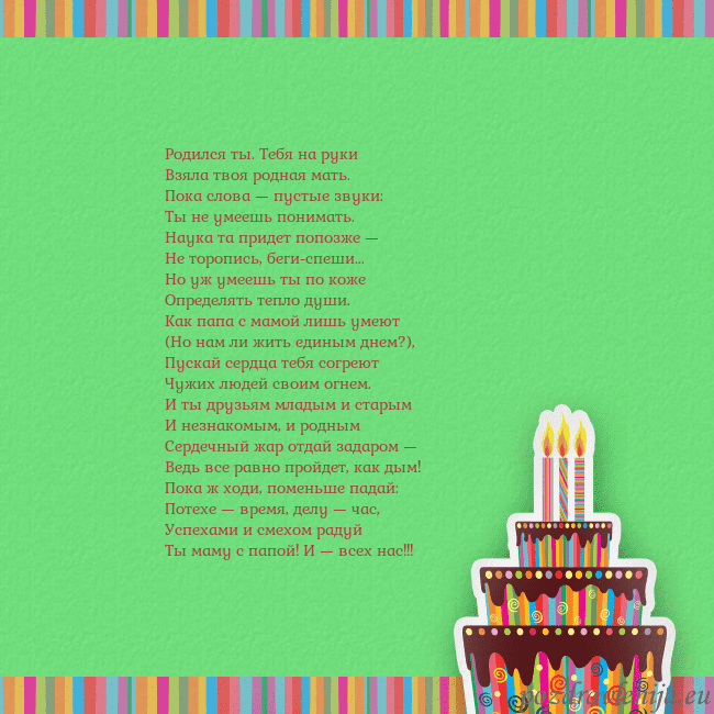 Открытка на день рождения с тортом и свечами