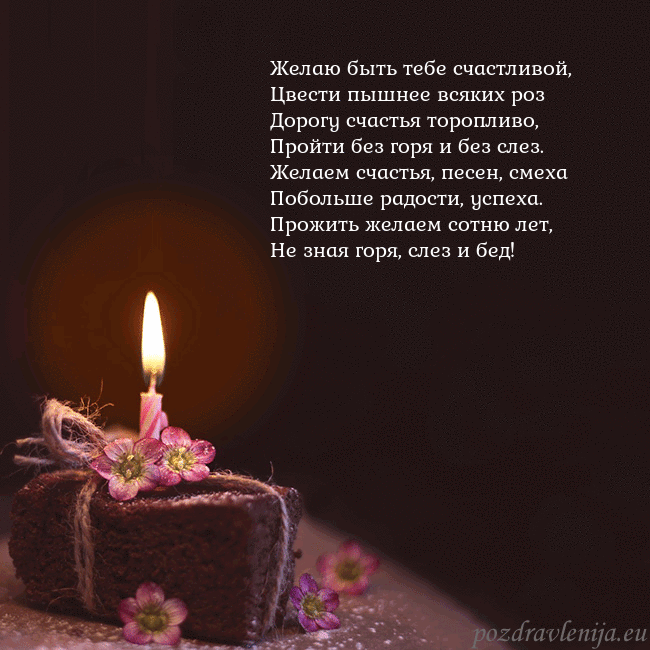 Анимированная открытка - торт с горящей свечкой