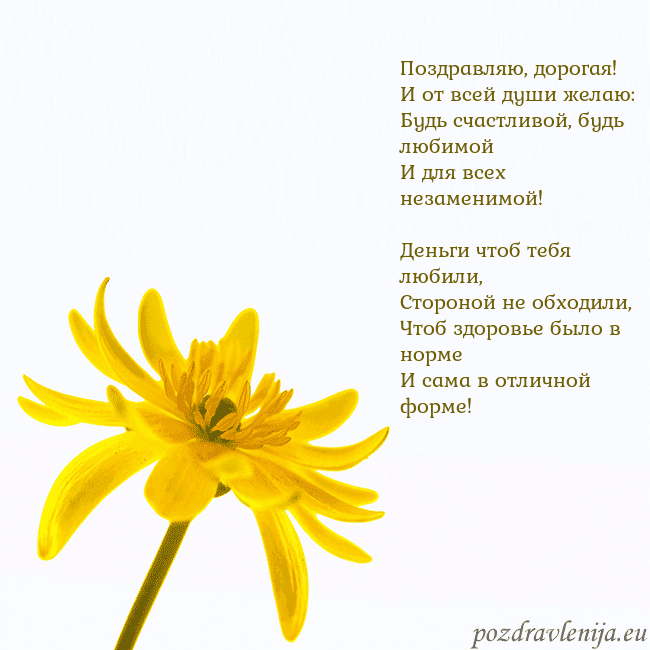 Открытка с желтым цветком