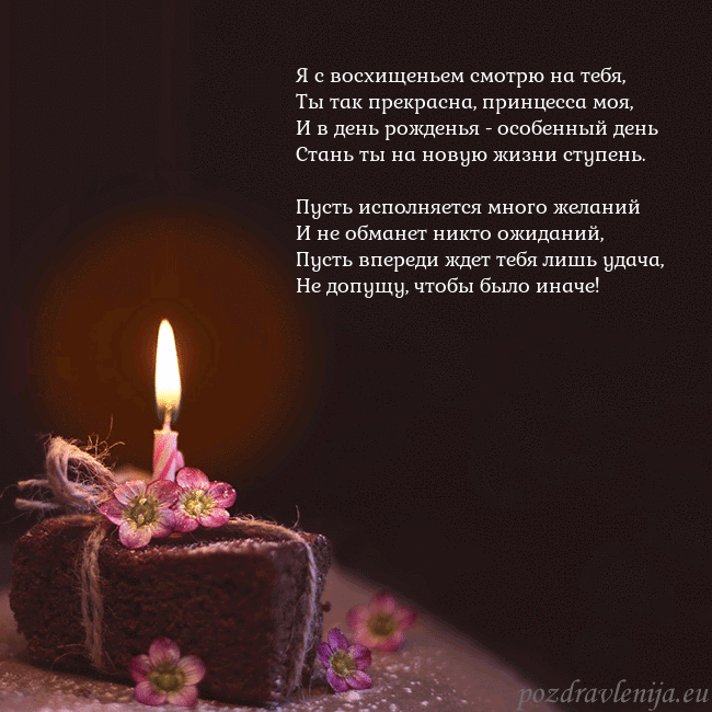 Анимированная открытка - торт с горящей свечкой